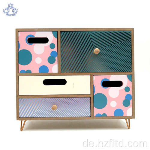 Holz-Desktop-Organizer-Box mit Schubladen